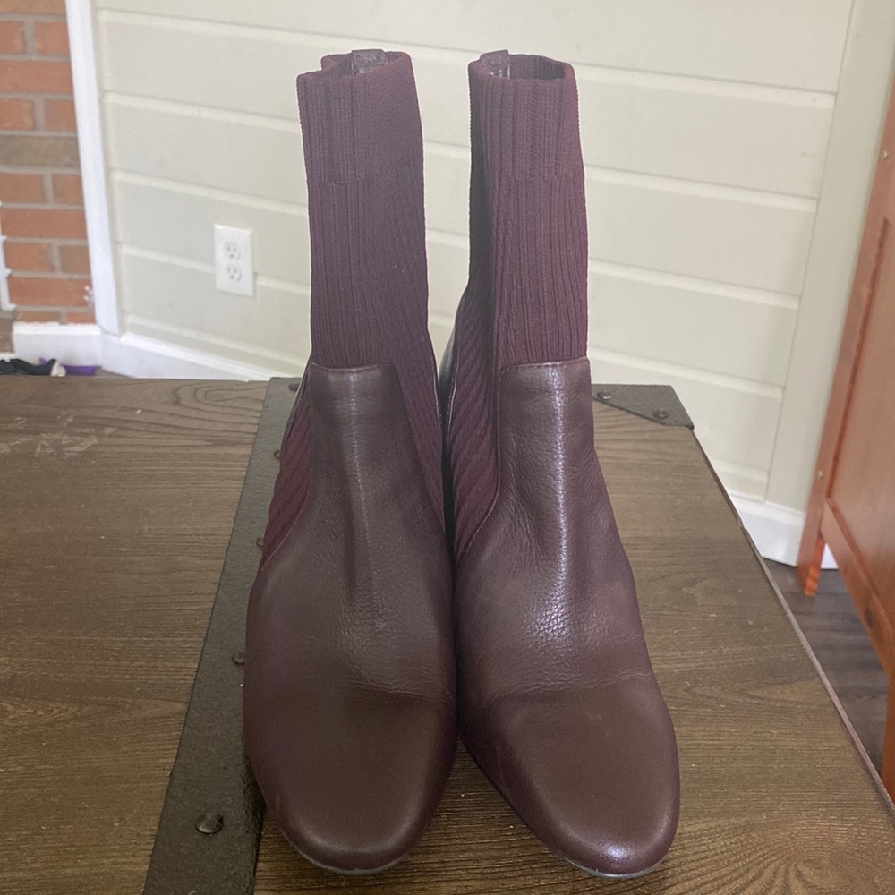 Vince Camuto Diandra knit sock & leather boots